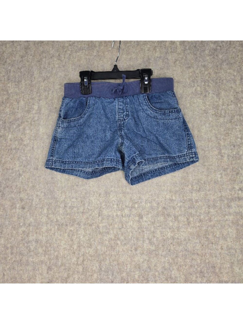 Faded Glory Girls Denim Shorts Blue Medium Wash Size 10/12 Elastic Waist Cotton
